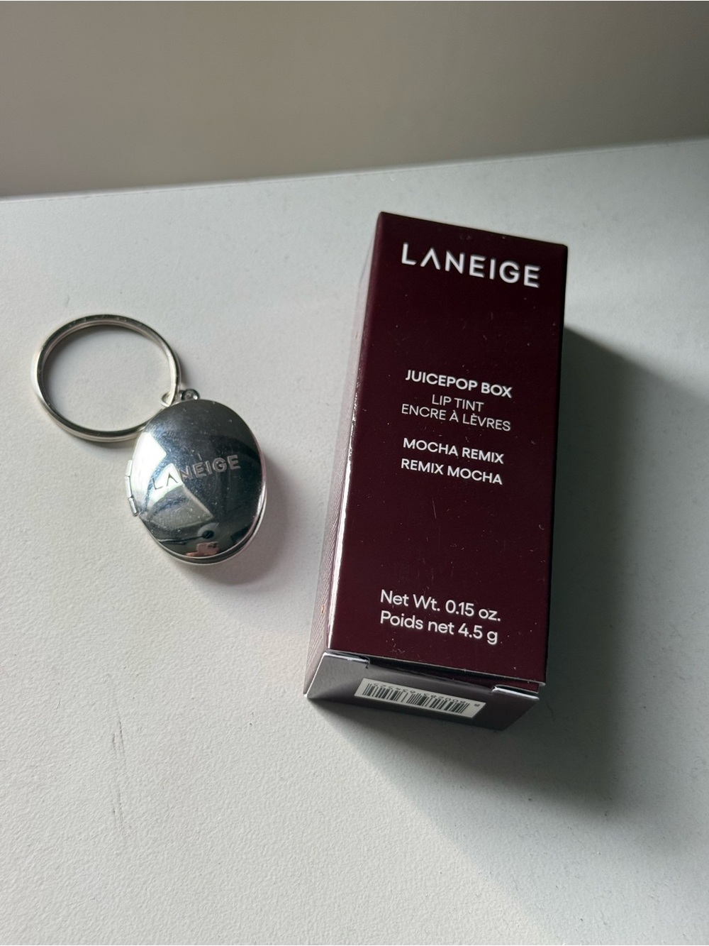 LANEIGE Silver Keychain with Mocha Remix Lip Tint